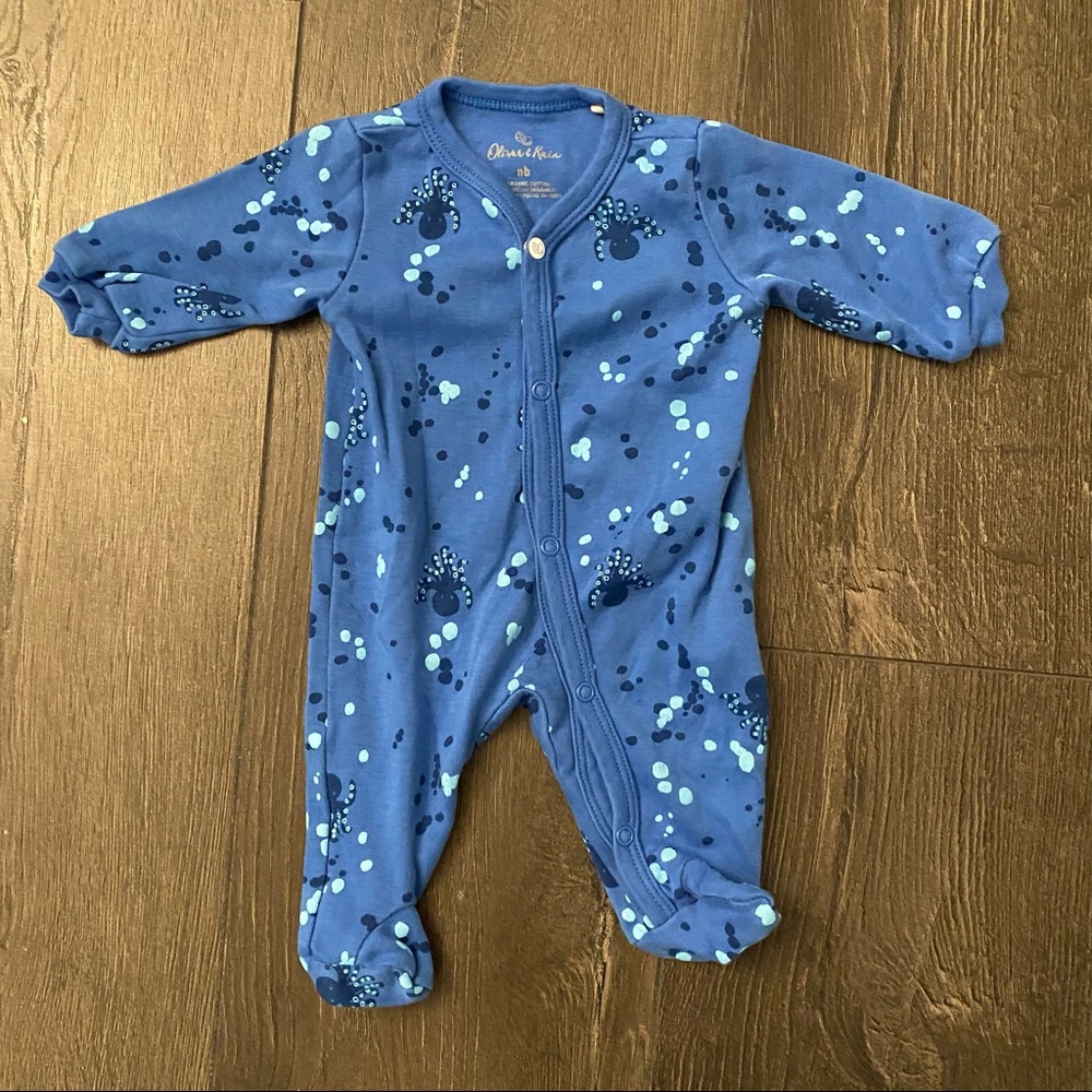NB Oliver and Rain Snap Footed Onsie